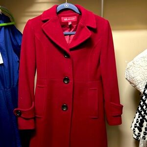 Red Anne Klein wool coat.